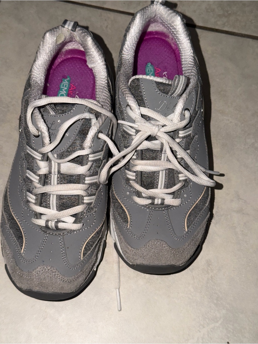 Skechers Gray Athletic Sneakers with Pink Insole